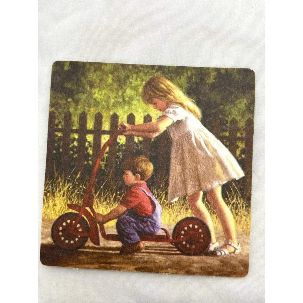 Jim Daly Americana Art Coasters Set of 7 Vintage Nostalgic Childhood Scenes